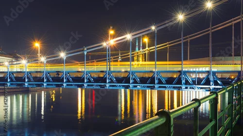 Naklejka na ścianę most we Wrocławiu w nocy, Polska