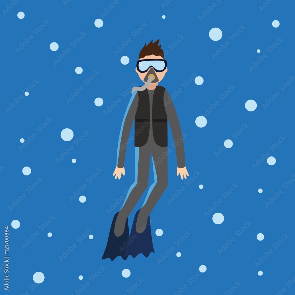 Diver underwater cartoon vector Diver underwater cartoon vector