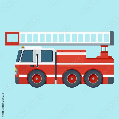 fire truck on blue background