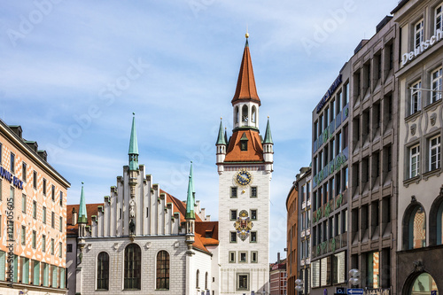 town tower and church, Marienplatz, Munich, Germany