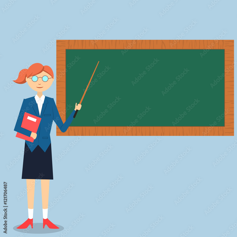 Lady teacher teaching on green board Lady teacher teaching on green board