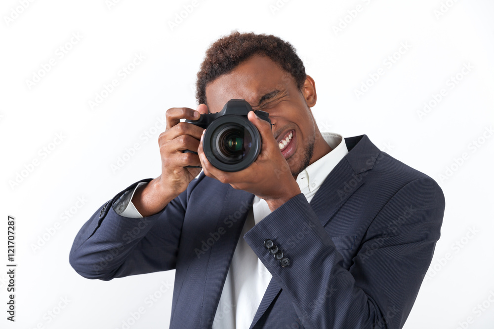 African man with professional camera