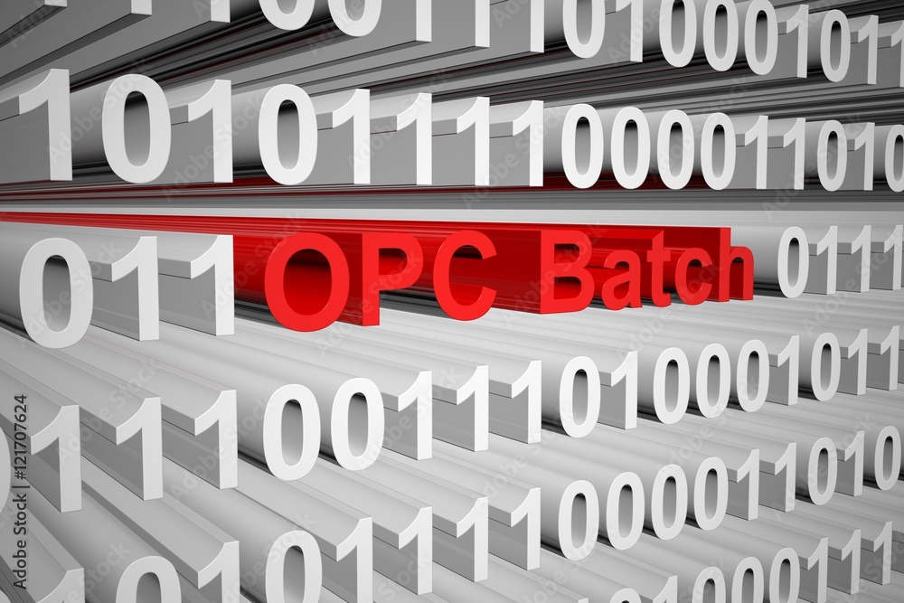 OPC Batch in the form of binary code, 3D illustration