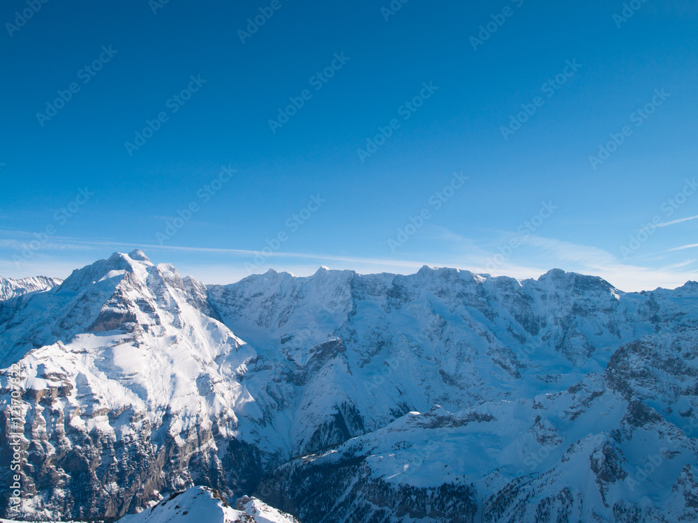 Snowy Mountains in the Swiss Alps