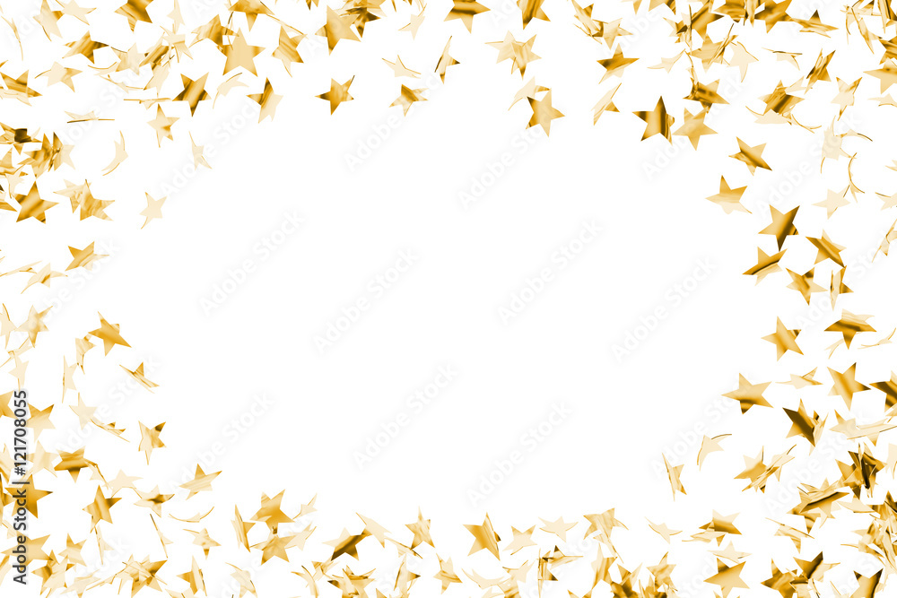 Golden stars confetti frame background. Isolated Golden stars confetti frame background. Isolated