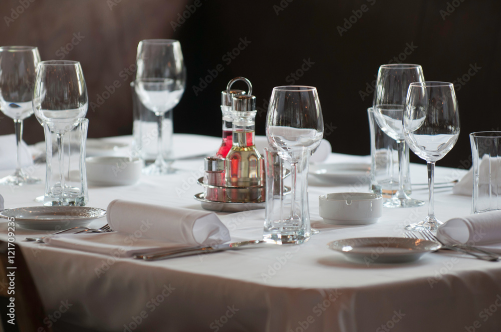 Table setting in a fine restaurant Table setting in a fine restaurant