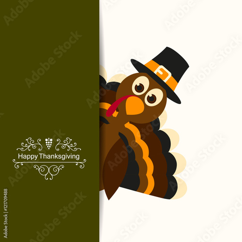 Vector Illustration of a Happy Thanksgiving Celebration Design with Cartoon Turkey