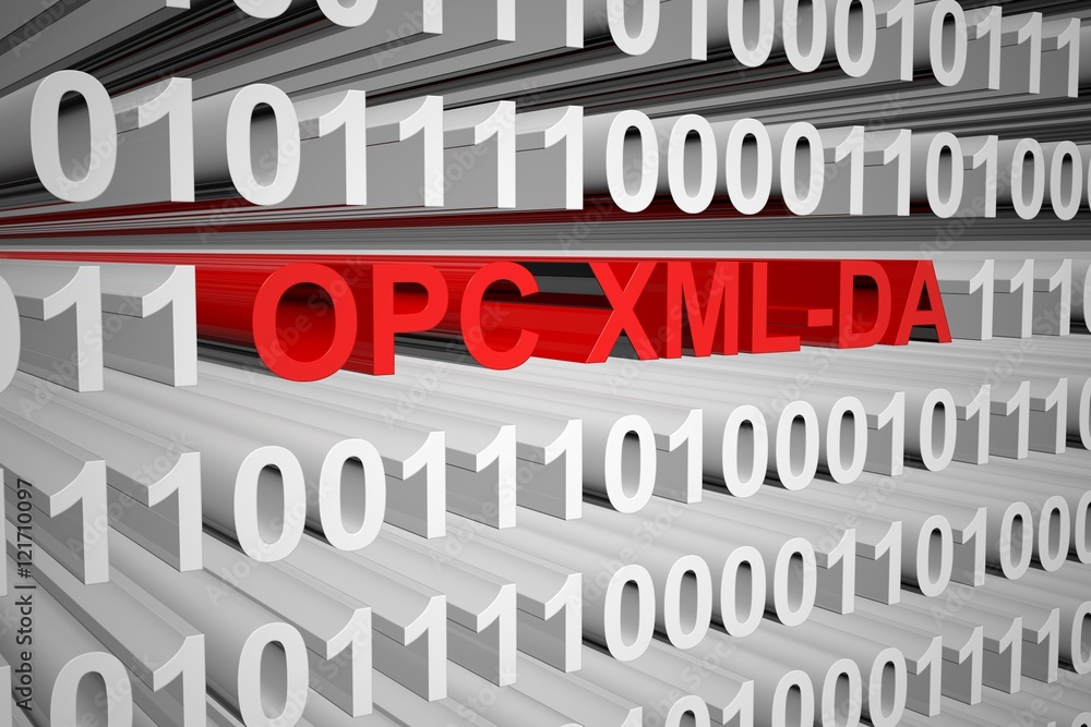 OPC XML DA as a binary code 3D illustration