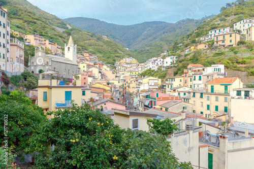 Riomaggiore. Italian village on the coast. © pillerss