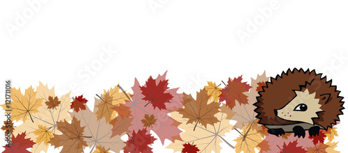 Herbstbanner mit Igel und Blättern