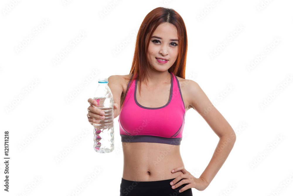 Beautiful Asian healthy girl with bottle of drinking water. Beautiful Asian healthy girl with bottle of drinking water.