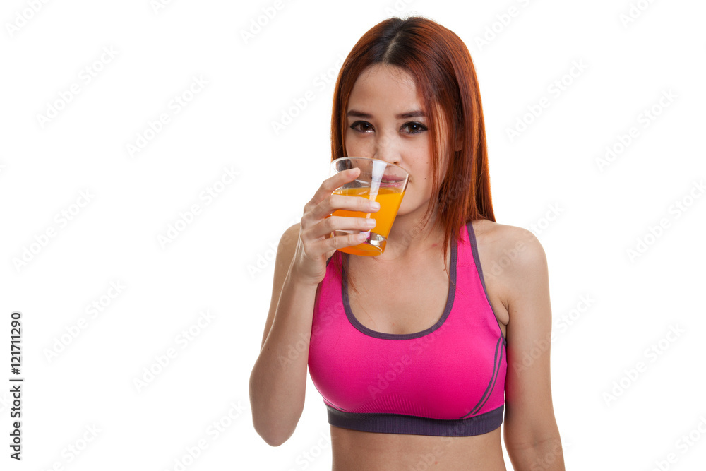 Beautiful Asian healthy girl drinking orange juice. Beautiful Asian healthy girl drinking orange juice.