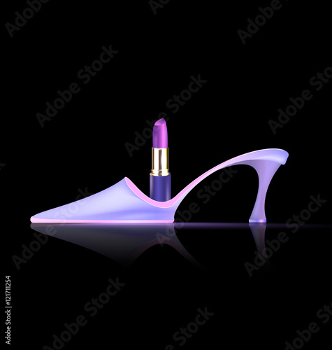 abstract violet semi shoe and lipstick