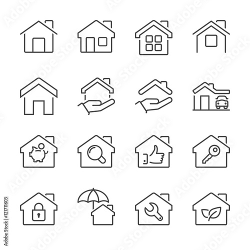 house thin line iconset