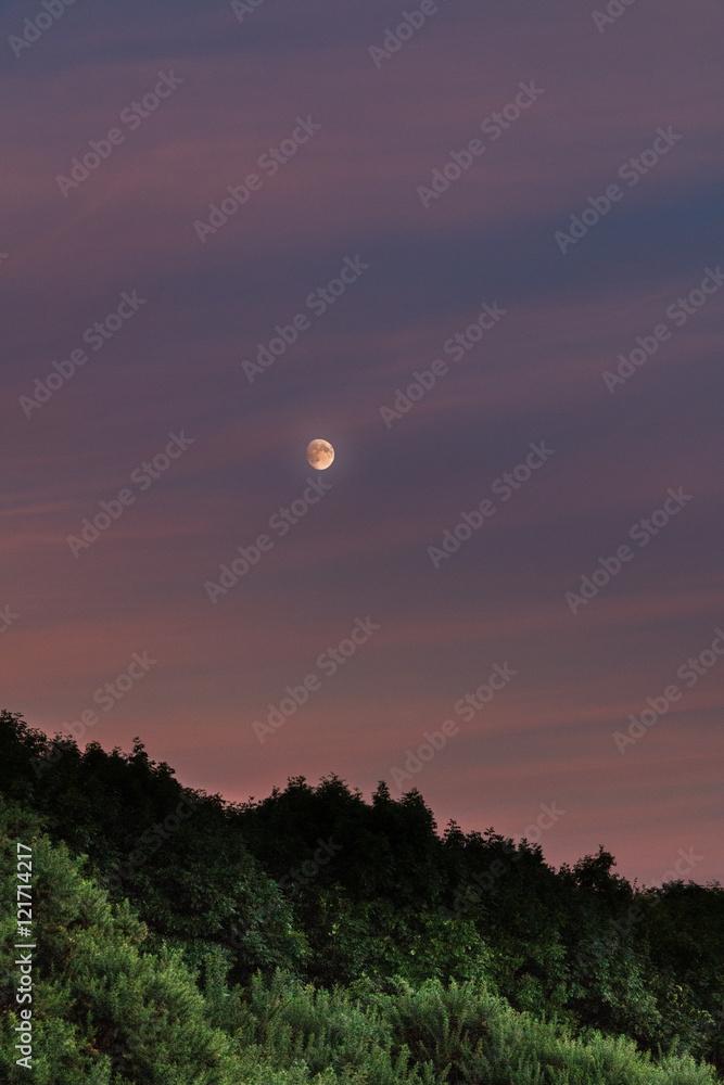 Moon and Sunset Moon and Sunset