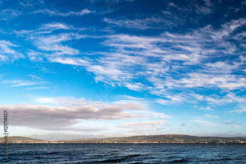 Deep blue sky with clouds