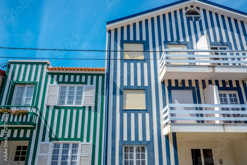 colorful houses in Costa Nova, Aveiro, Portugal