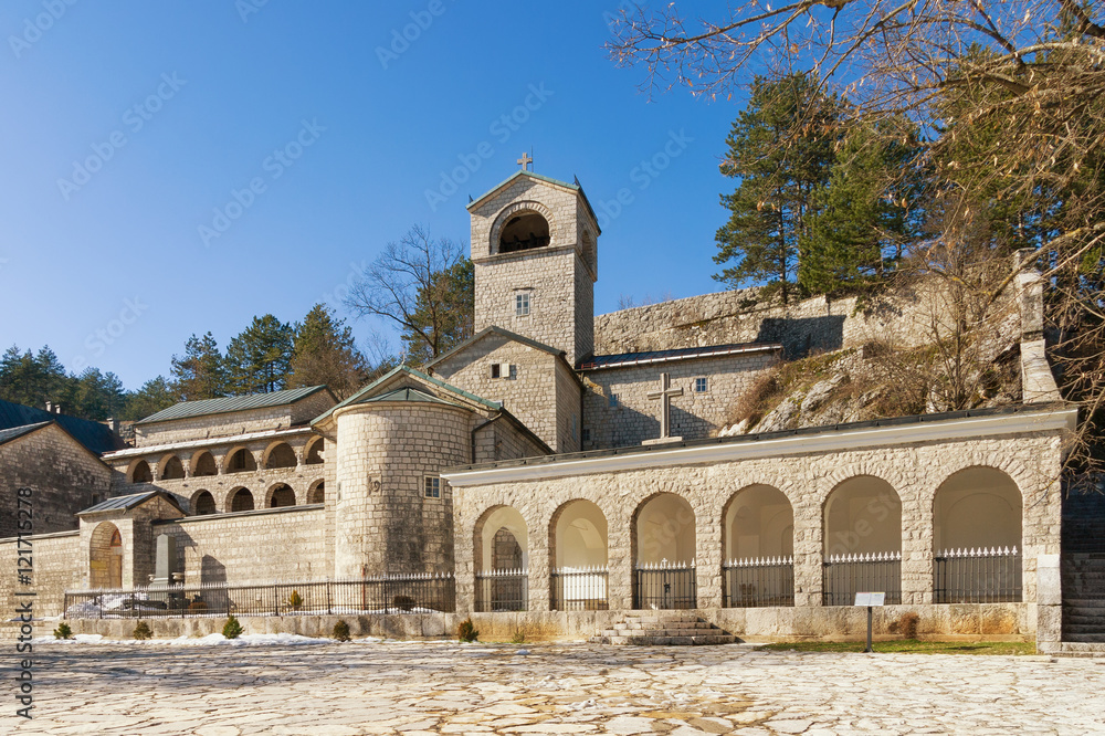 Cetinje Monastery on a winter day. Montenegro
