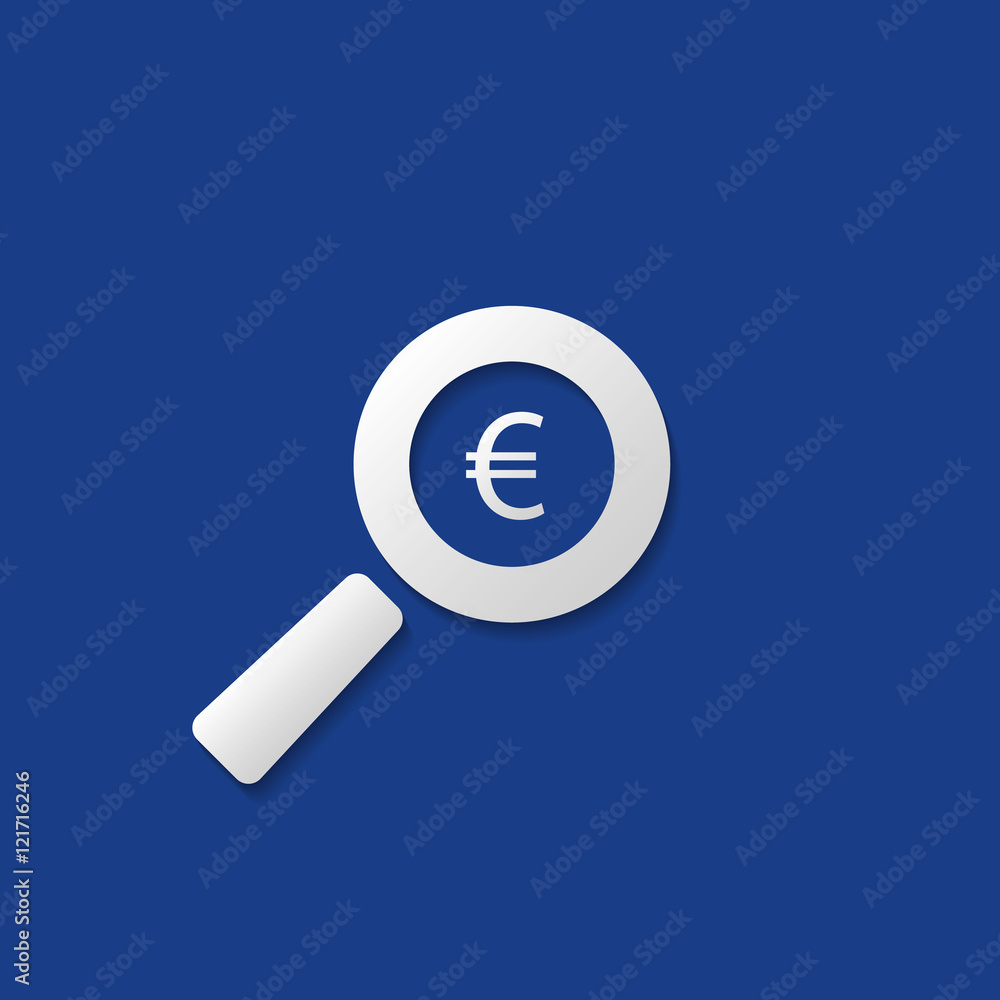 Business Analysis, Audit or Financial Report Icon, Findings Symbol with Euro Sign and Magnifier Business Analysis, Audit or Financial Report Icon, Findings Symbol with Euro Sign and Magnifier