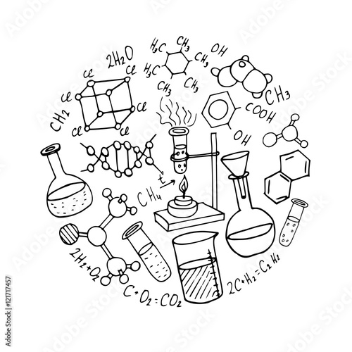 chemistry hand drawn doodles vector illustration