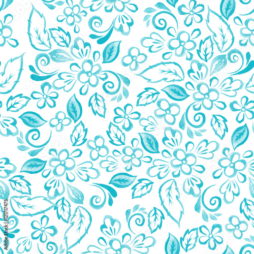 watercolor flowers seamless pattern. floral vector background