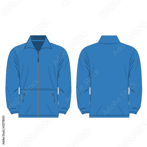 light blue color fleece outdoor jacket isolated vector on the white background