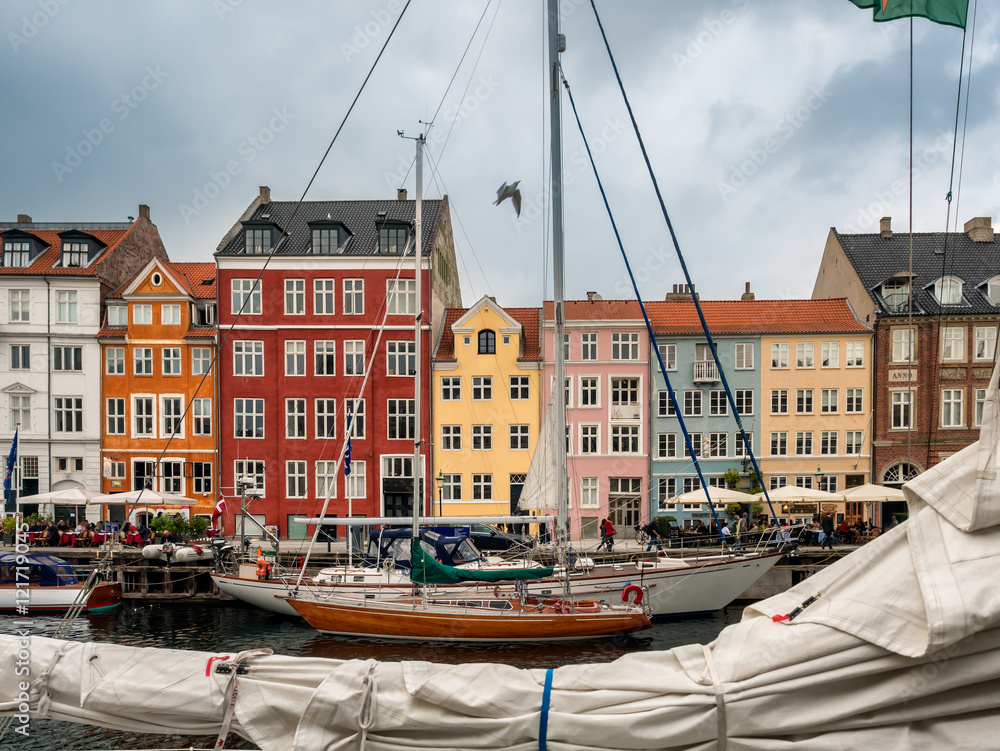Nyhavn in Copenhagen harbor, Denmark