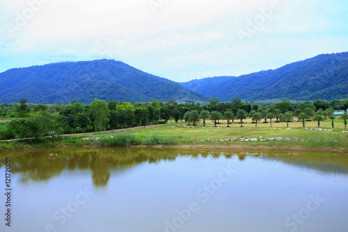 Mountains and shadows in the water