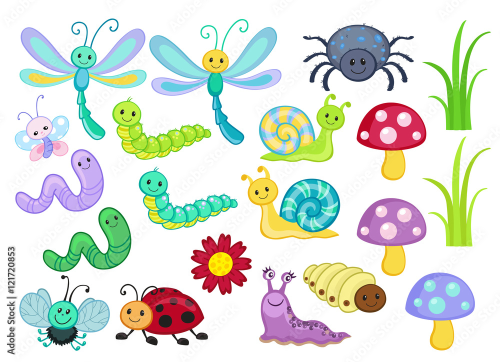 Vector Set of Cute Cartoon Bugs Vector Set of Cute Cartoon Bugs