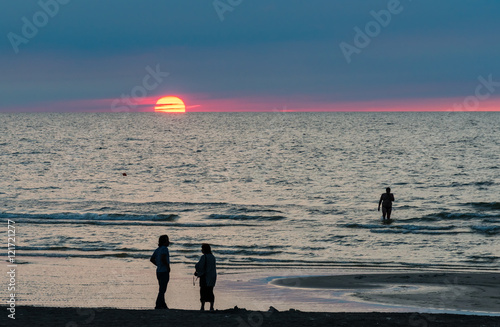 People are walking and swimming at Jurmala - famous International Baltic reso...