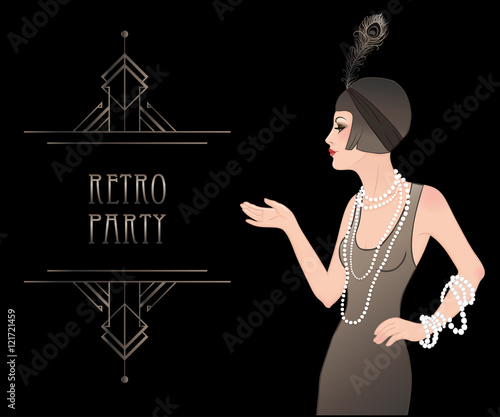 Retro party invitation design template. Vector illustration.