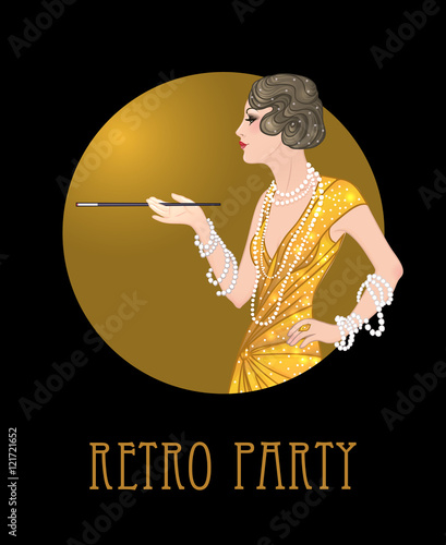 Retro party invitation design template. Vector illustration.