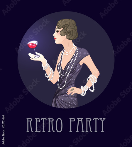 Retro party invitation design template. Vector illustration.