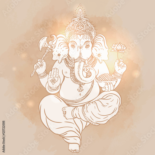 Hindu Lord Ganesha. Vector illustration.