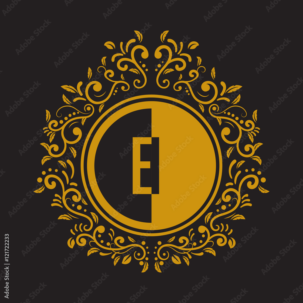 Naklejka premium INITIAL CIRCLE HALF vintage elegant luxury