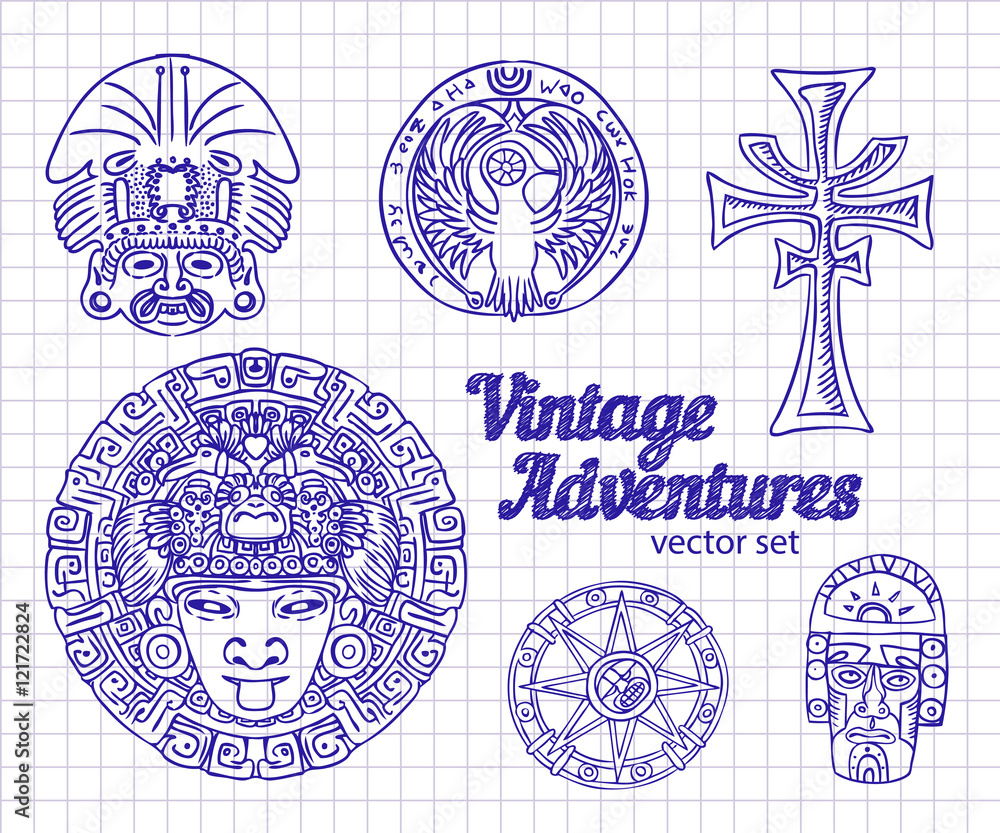 Fototapeta Vintage Adventures: vector set