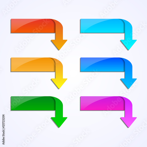 Set of rectangular web buttons with arrow, vector illustration