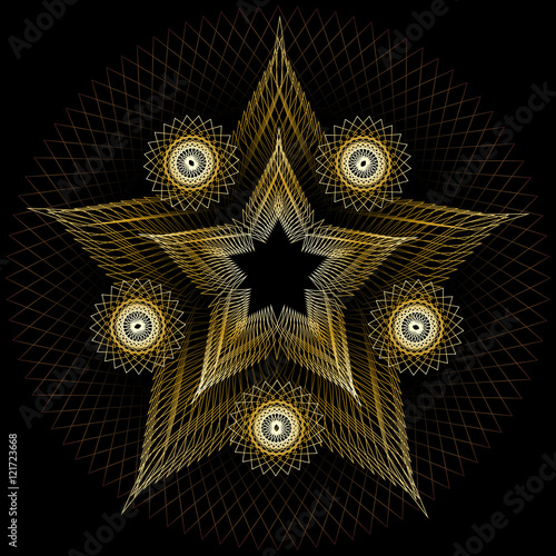 vector gold openwork lace pattern, star