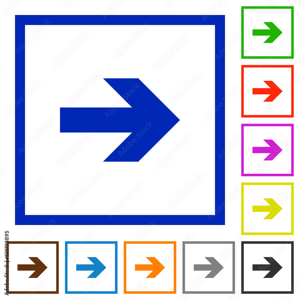 Right arrow framed flat icons Right arrow framed flat icons