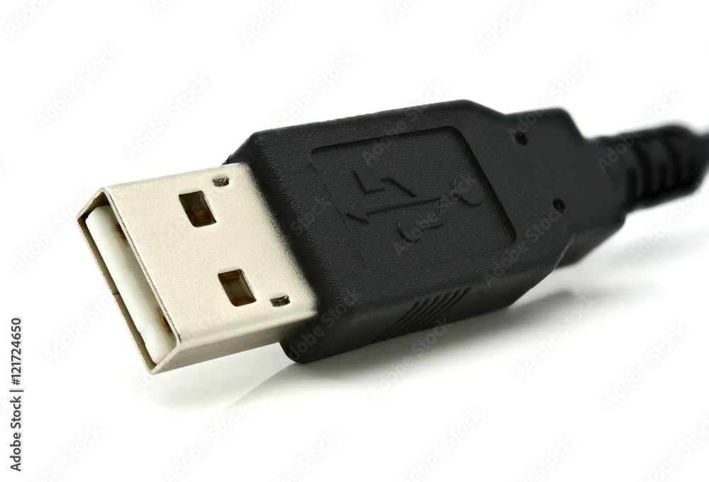 USB connection cable on white USB connection cable on white
