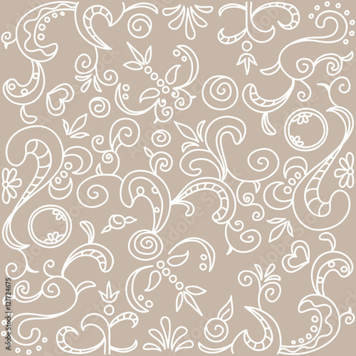 Ornamental pattern hand draw on a beige background