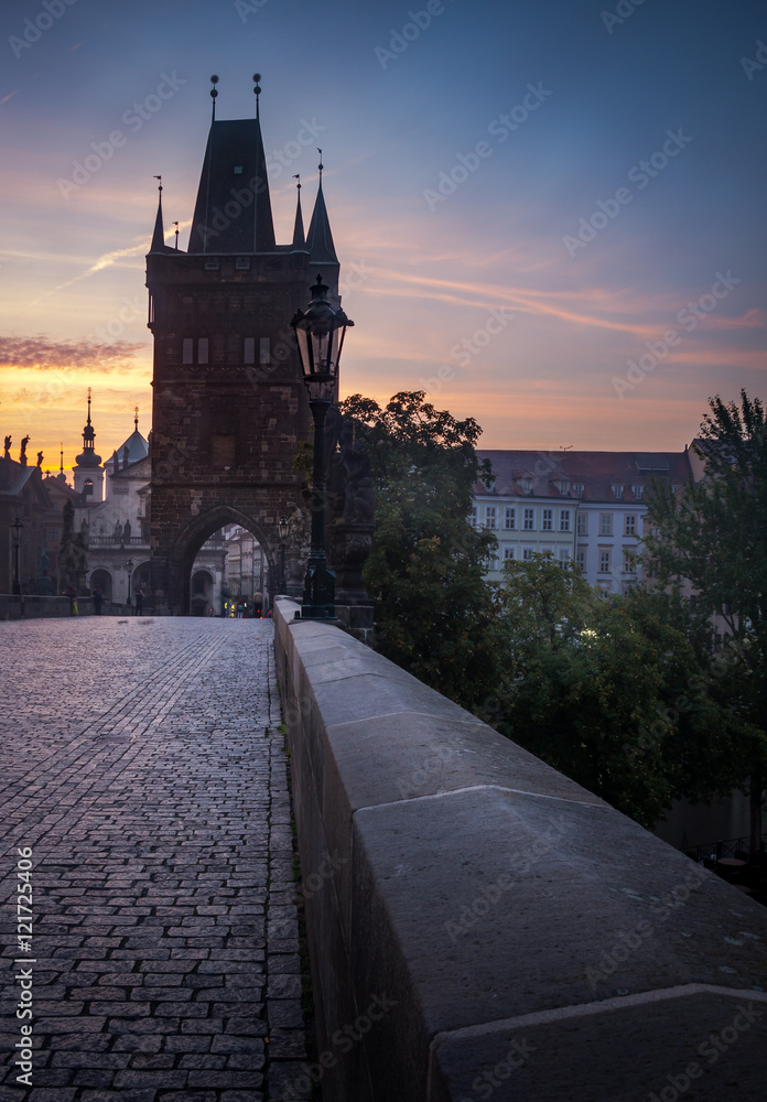 Charles Bridge - sunrise in Prague