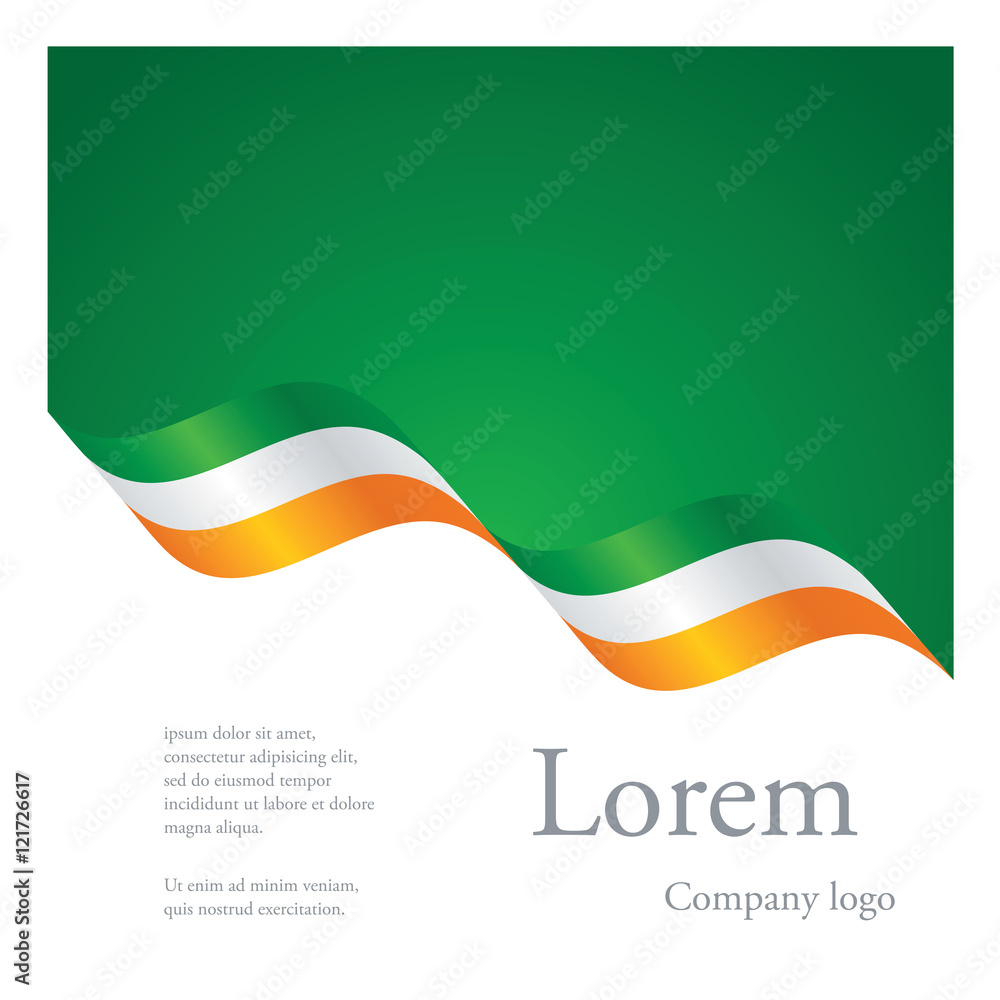 Obraz premium New brochure abstract design modular pattern of wavy flag ribbon of Ireland