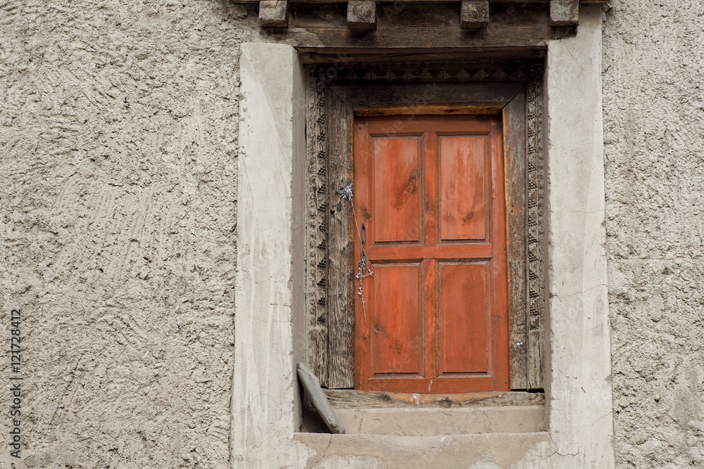 Tibetan styled window - with copyspace in Leh Ladakh, India Tibetan styled window - with copyspace in Leh Ladakh, India