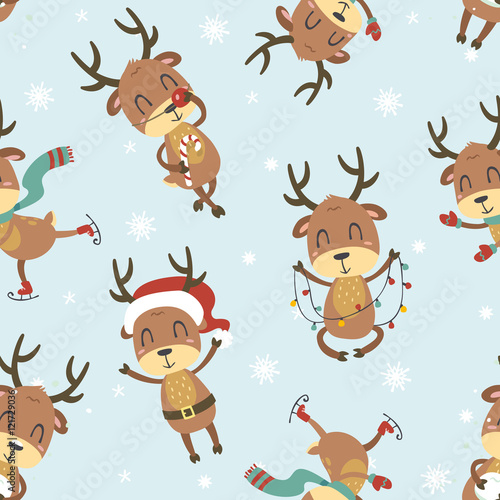 christmas deer seamless pattern