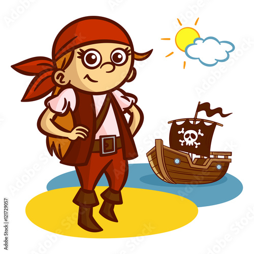 Funny Pirate Girl Ship