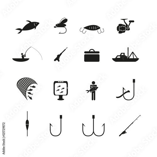 Fishing icons set