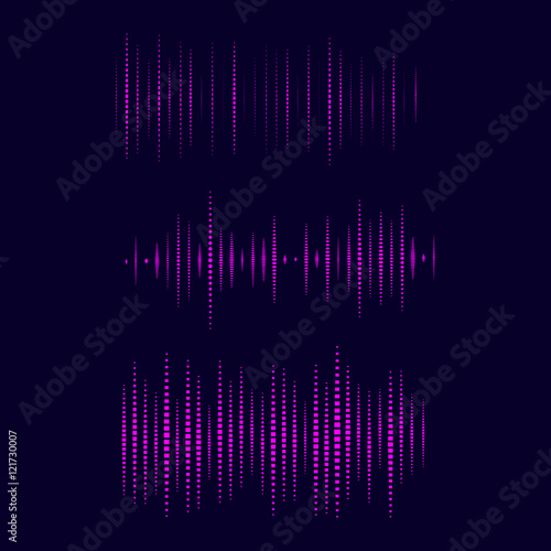 Collection of waveform. Vector illustration for club, radio, party, or the audio technology advertising background.