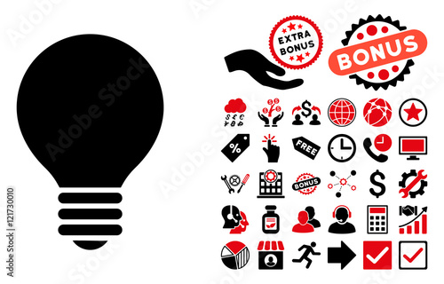 Obraz na plátně Electric Bulb pictograph with bonus design elements