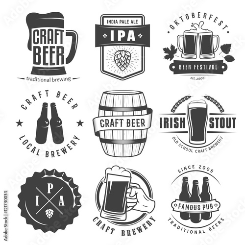 Vector craft beer badges and logos. Set of retro beer labels